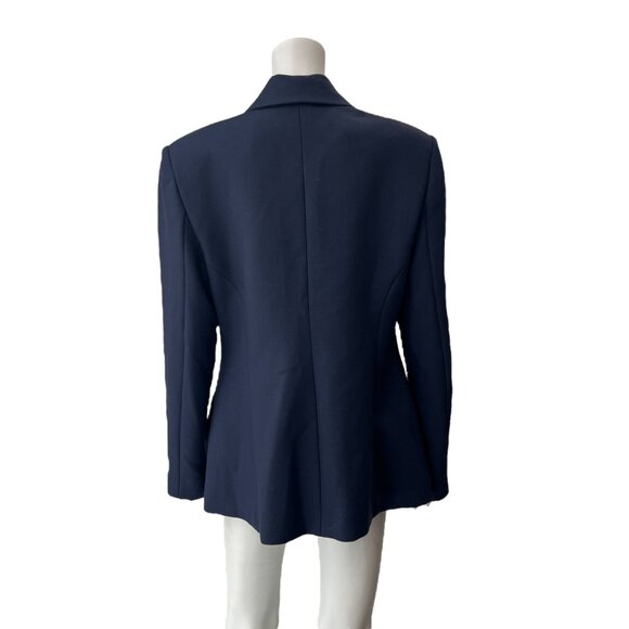 $2495 NWT Brandon Maxwell Navy Blue Larsa Stretch Wool Blazer Jacket size 14 - Picture 6 of 9
